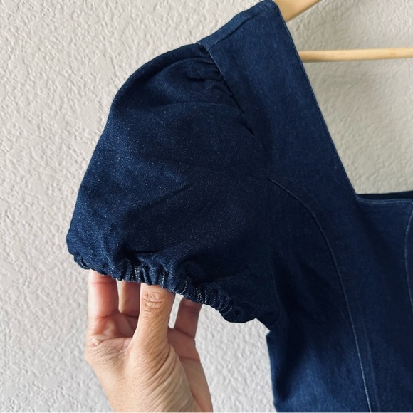 Planet Gold Women's Short Sleeve Square Neck Dress Denim Size Small - Picture 7 of 12